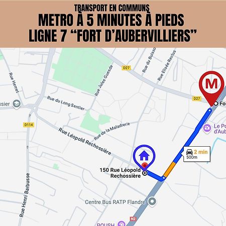 Le Michigan - 10Mn From Paris - Metro Ligne 7 Apartment Aubervilliers Bagian luar foto